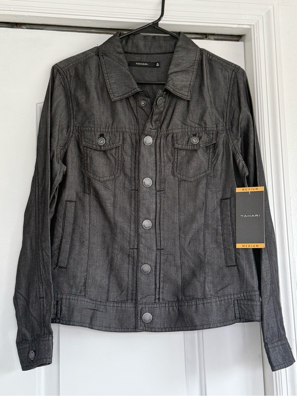 Tahari Black Denim-Style Blazer Jacket